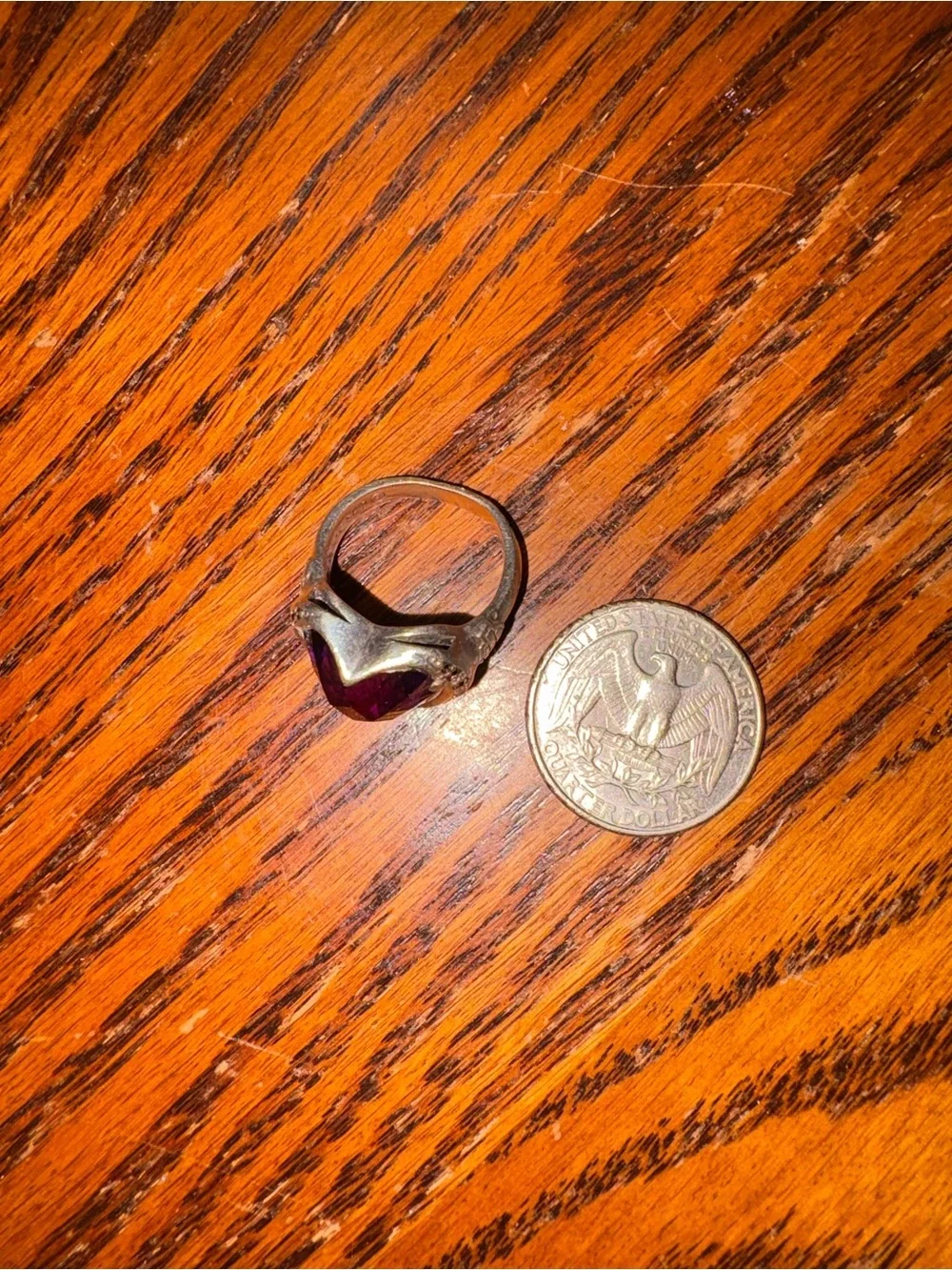 Harley Davidson 3 piece Purple Heart 925 sterling ring size 8 see description
